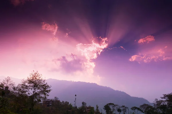 Coucher Soleil Sur Chayatal Chaya Taal Sikkim Occidental Inde Nature — Photo