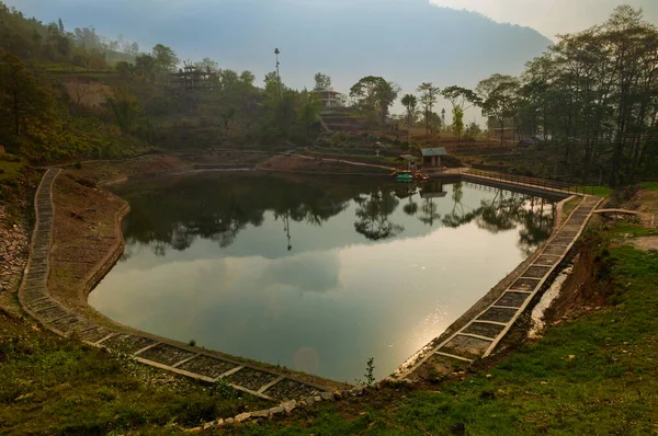 Ηλιακή Αντανάκλαση Στο Νερό Της Chayatal Chaya Taal West Sikkim — Φωτογραφία Αρχείου