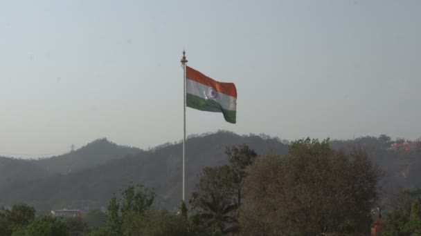 Bandera Nacional India Bandera Tricolor Con Azafrán India Blanco Verde — Vídeos de Stock