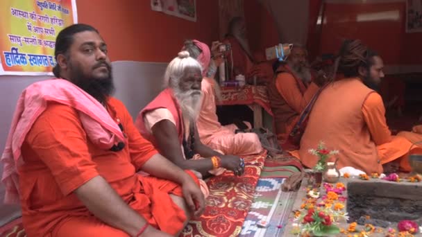 Haridwar Uttarakhand Indien April 2021 Hindu Sadhu Gör Video Med — Stockvideo