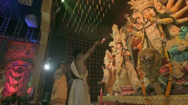 Howrah West Bengal Indie Října 2022 Hinduističtí Kněží Uctívají Bohyni — Stock video