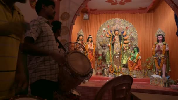 Howrah Batı Bengal Hindistan Ekim 2022 Dhaakis Tanrıça Durga Tapmak — Stok video
