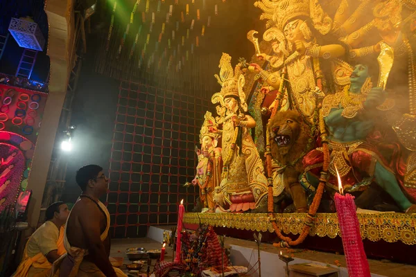 Хаура Западная Бенгалия Индия Октября 2022 Года Индуистские Священники Молятся — стоковое фото
