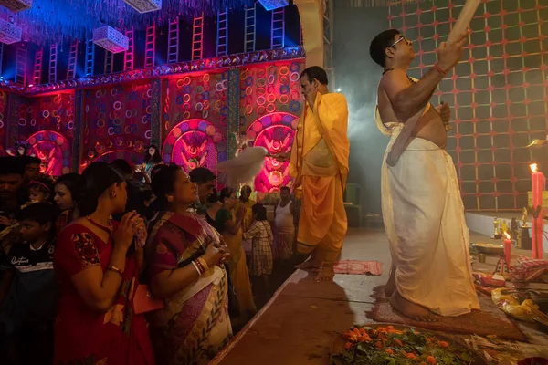 Howrah West Bengal Indie Října 2022 Hinduistické Bengálské Sárí Modlily — Stock fotografie