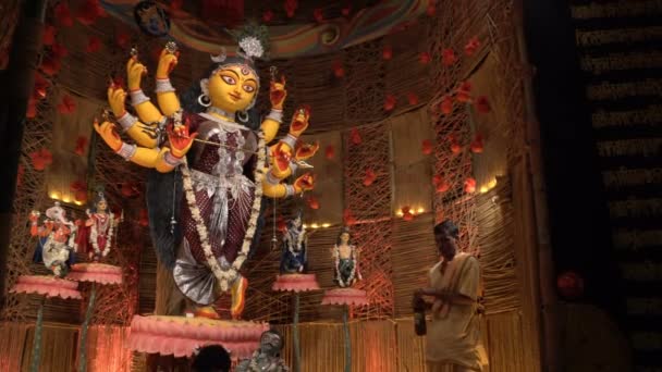 Howrah Bengala Ocidental Índia Outubro 2022 Deusa Durga Está Sendo — Vídeo de Stock
