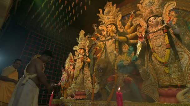 Говра Західна Бенгалія Індія Жовтня 2022 Року Індуїстські Священики Поклоняються — стокове відео