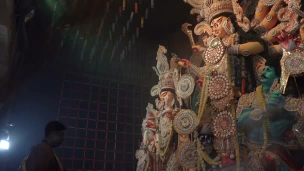 Howrah Bengal Zachodni Indie Października 2022 Kapłani Hinduistyczni Czczą Boginię — Wideo stockowe