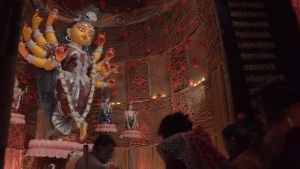 Howrah Bengala Occidental India Octubre 2022 Diosa Durga Está Siendo — Vídeos de Stock
