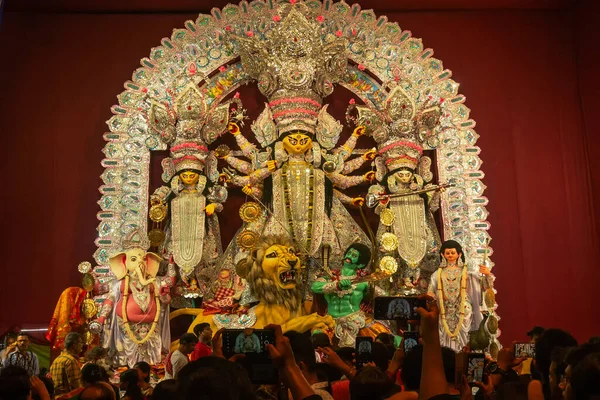 Kolkata Bengala Occidental India Octubre 2022 Ídolo Durga Puja Bellamente — Foto de Stock
