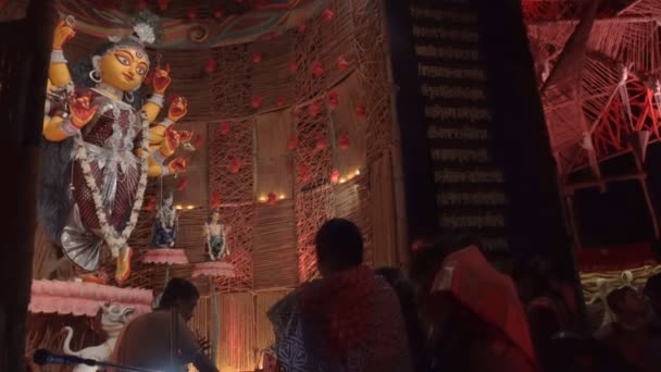 Howrah Batı Bengal Hindistan Ekim 2022 Tanrıça Durga Madalyalı Puja — Stok video
