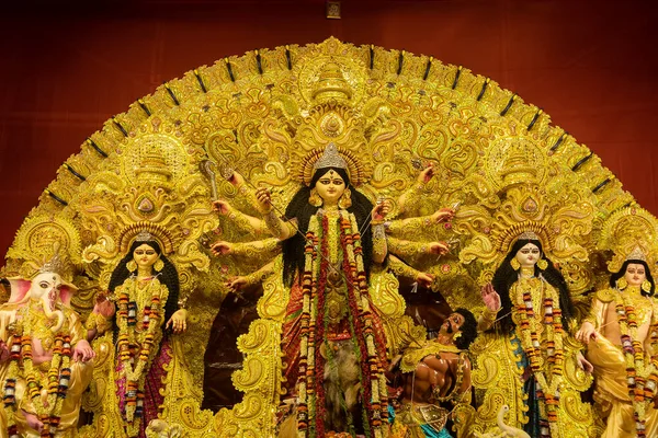 Kalkuta Zachodni Bengal Indie Października 2022 Pięknie Udekorowany Idol Durga — Zdjęcie stockowe
