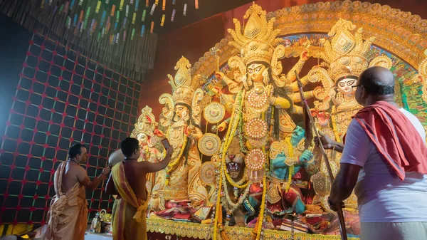 Howrah Batı Bengal Hindistan Ekim 2022 Hindu Purohit Ler Durga — Stok fotoğraf