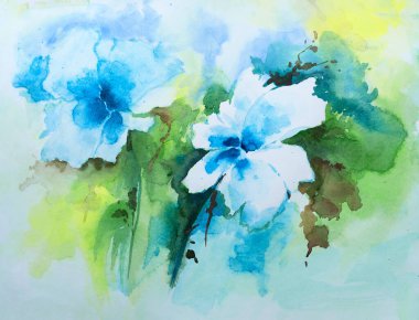 Güzel soyut parlak suluboya çiçek resmi ve açık arkaplan. Kızılderili el boyası suluboya boya ve fırçalarla yaratılmış suluboya sanat. Davetiye, kartpostal, poster gibi kullanım.