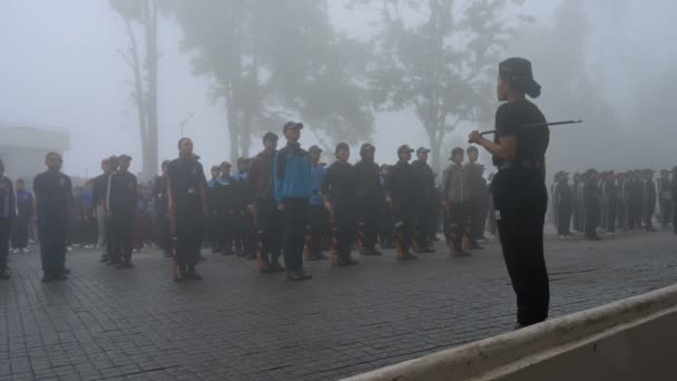 Darjeeling West Bengal India 2023 Military Training Foggy Morning School — Stock Video