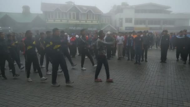 Darjeeling West Bengal India 2023 Military Training Foggy Morning School — Stock Video