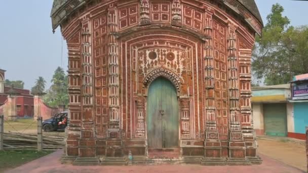 Beroemde Antpur Radhagovindjiu Tempel Met Bewerkt Hout Prachtige Terracotta Houtsnijwerk — Stockvideo