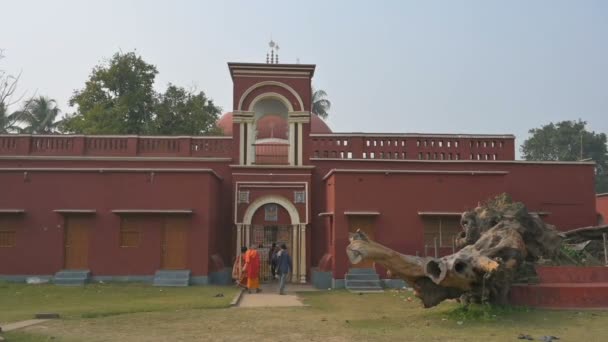 Διάσημος Ναός Antpur Radhagovindjiu Επεξεργασμένο Ξύλο Και Εξαίσια Γλυπτά Τερακότα — Αρχείο Βίντεο