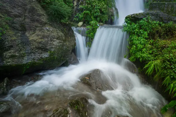 stock image Paglajhora waterfall , famous waterfall in monsoon, at Kurseong, Himalayan mountains of Darjeeling, West Bengal, India. Origin of Mahananda River flowing through Mahananda Wildlife Sanctuary.