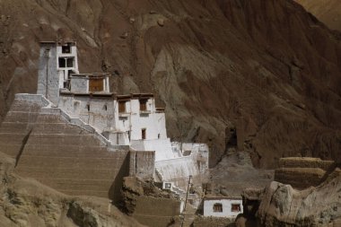 Basgo or Bazgoo, a village situated on the bank of the Indus river in Leh district, Ladakh, India. Ancient cultural and political centre, Basgo Monastery and historical ruins with Himalayan mountains.