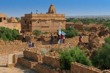 Jaisalmer,Rajasthan,India-14.10.2019- Ruins, abandoned houses of Kuldhara village.It is said that this village is cursed and hence no human could live here for long. Houses are haunted, so is village, clipart