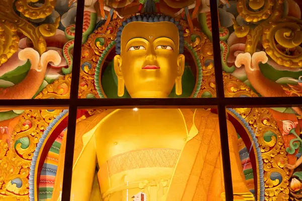 Darjeeling, Batı Bengal, Hindistan - 20.08.2023: Ghum Manastırı 'nın güzel manzarası. Görüntü izinle alındı. Buddist Manastırı içinde barışçıl, sakin ve dindar bir ortam.