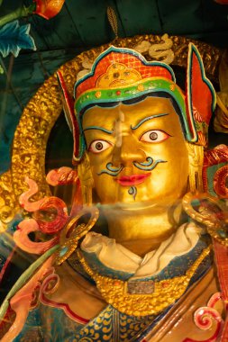 Goutama Buddha 'nın yüzü, Budist dini sembolü Sikkim Manastırı - Sikkim, Hindistan. İzinle resim çekimi.
