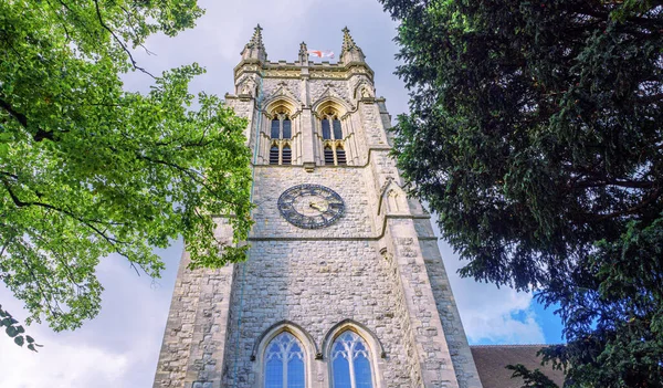 View Pinnacled Tower Clock George Parish Medieval Church Sky Beckenham — Stock Photo, Image