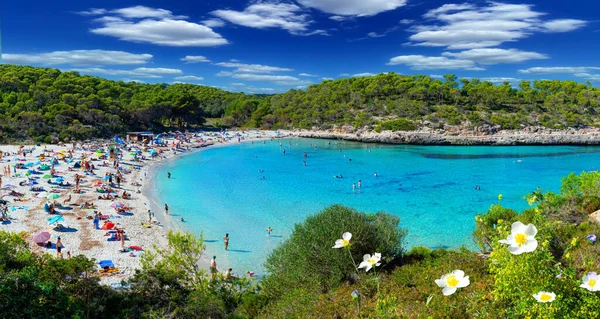 Wunderschöne Landschaft Berühmten Strand Von Amarador Mondragon Naturpark Sommer Mallorca lizenzfreie Stockfotos