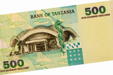 Nkrumah Hall at the University of Dar es Salaam; sailing boats; snake; Portrait from Tanzania 500 Shillings 2003 Banknotes.  clipart