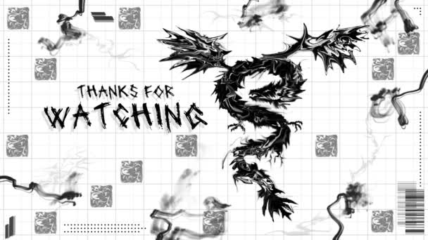 Twitch Animato Scherma Dragon Smoke Stream Grazie Aver Guardato Sfondo — Video Stock