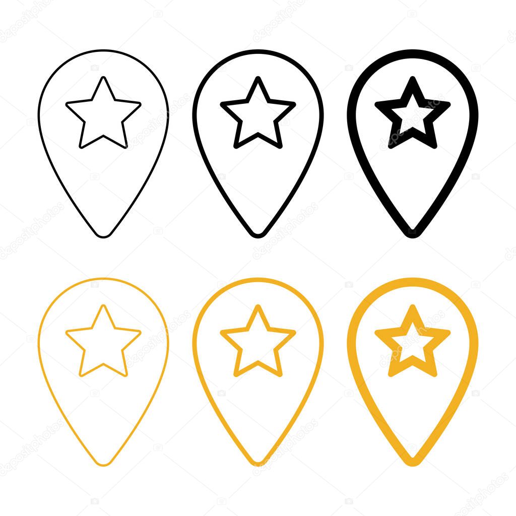 Location pins star outline set vector image