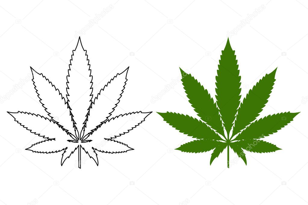 Cannabis leaf flat glyph outline vector image