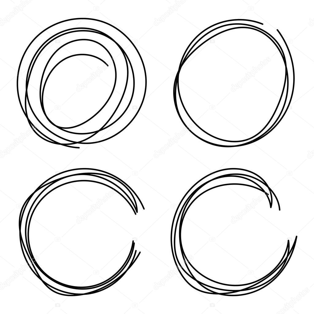 Circles doodle lines set vector image