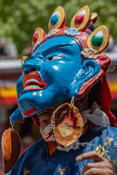 stock image Colorful mask dance also called cham dance being performed at Hemis Monastery during Hemis festival at Leh, Ladakh India.