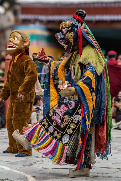 stock image Colorful mask dance also called cham dance being performed at Hemis Monastery during Hemis festival at Leh, Ladakh India.