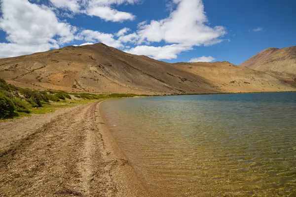 stock image Grasslands at the banks of Yayatso, a high-altitude lake at Ladakh, India. A new biodiversity hotspot at an attitude of 4820 meters.  