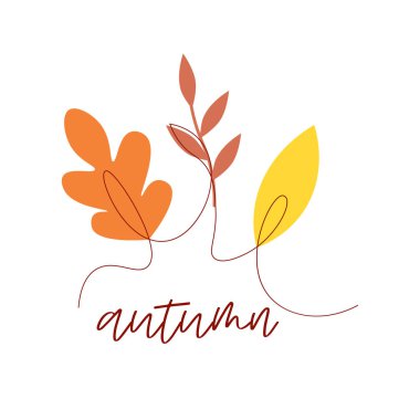 Yapraklar ve balkabaklarıyla dolu sonbahar mektupları. Sonbahar sezonu. El çizimi vektör çizimleri