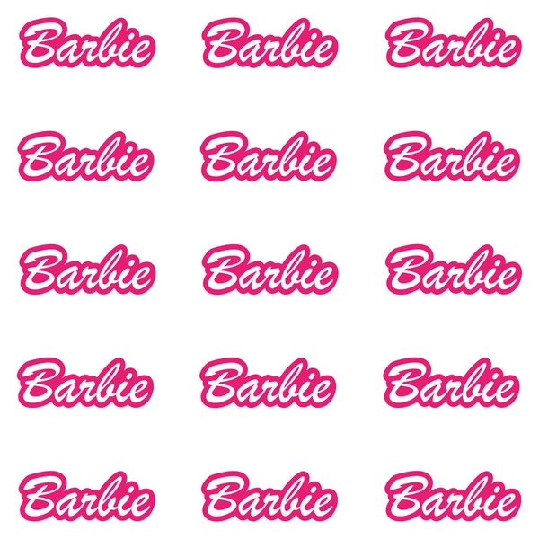 Beyaz arkaplanda pembe Barbie metni olan kusursuz çizgi film kalıbı.