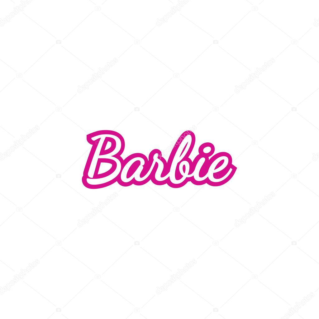 Barbie text logo design icon vector template