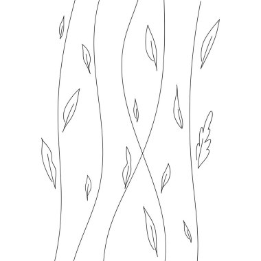 Ağaç dalı ve yapraklarıyla soyut ve pürüzsüz desen.