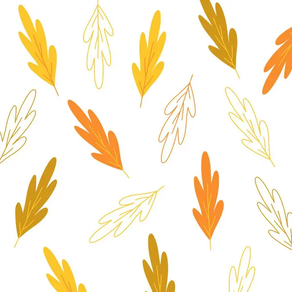 Handgezeichnete Vektor Abstrakte Nahtlose Herbstmuster Mit Bunten Blättern Stockvektor