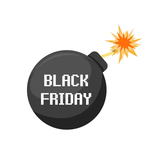Vereinzelte Black Friday Ikone Mit Bombe lizenzfreie Stockvektoren