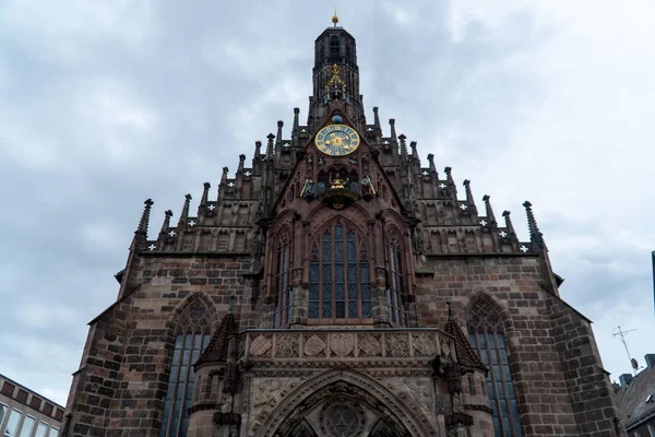 Nuremberg Alemanha Novembro 2022 Fachada Exterior Igreja Frauenkirche Localizado Praça — Fotografia de Stock