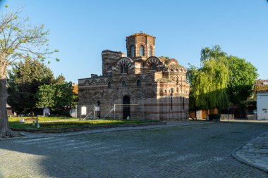 Bulgaristan 'ın eski Nessebar kasabası. Bir sürü tarihi simgesi olan Karadeniz şehri.