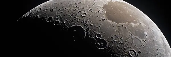 surface of the moon with craters, planetary satellite.