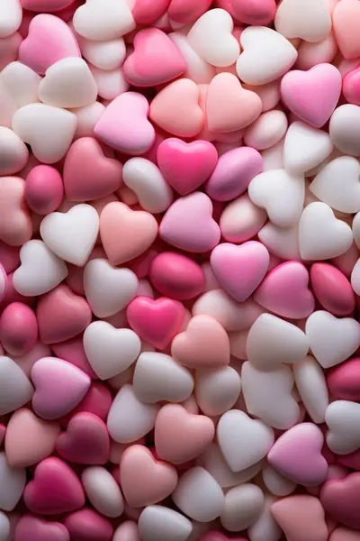 Playful Candy Heart Ocean: Pink, White, and Red Sweets - Valentine\'s Day Concept