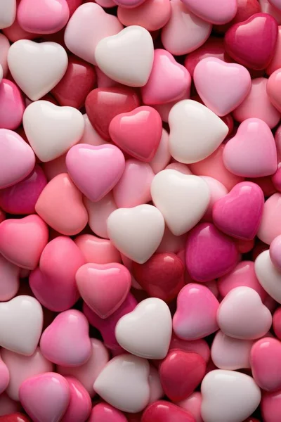 Playful Candy Heart Ocean: Pink, White, and Red Sweets - Valentine's Day Concept
