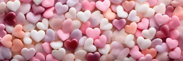 Playful Candy Heart Ocean: Pink, White, and Red Sweets - Valentine's Day Concept