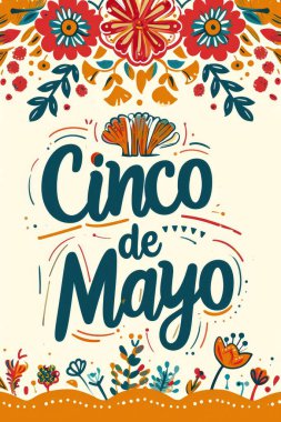Cinco de Mayo, Meksika 'da federal tatil. Fiesta afişi ve poster tasarımı 