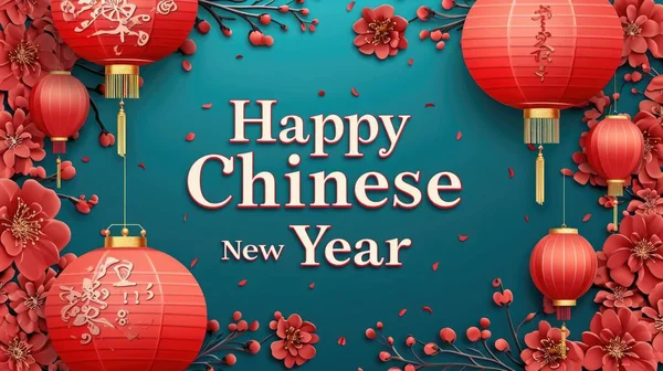 Kutlama Kartları ve Sancak Şablonları için Kültürel Ay Yılbaşı Metin Tasarımı